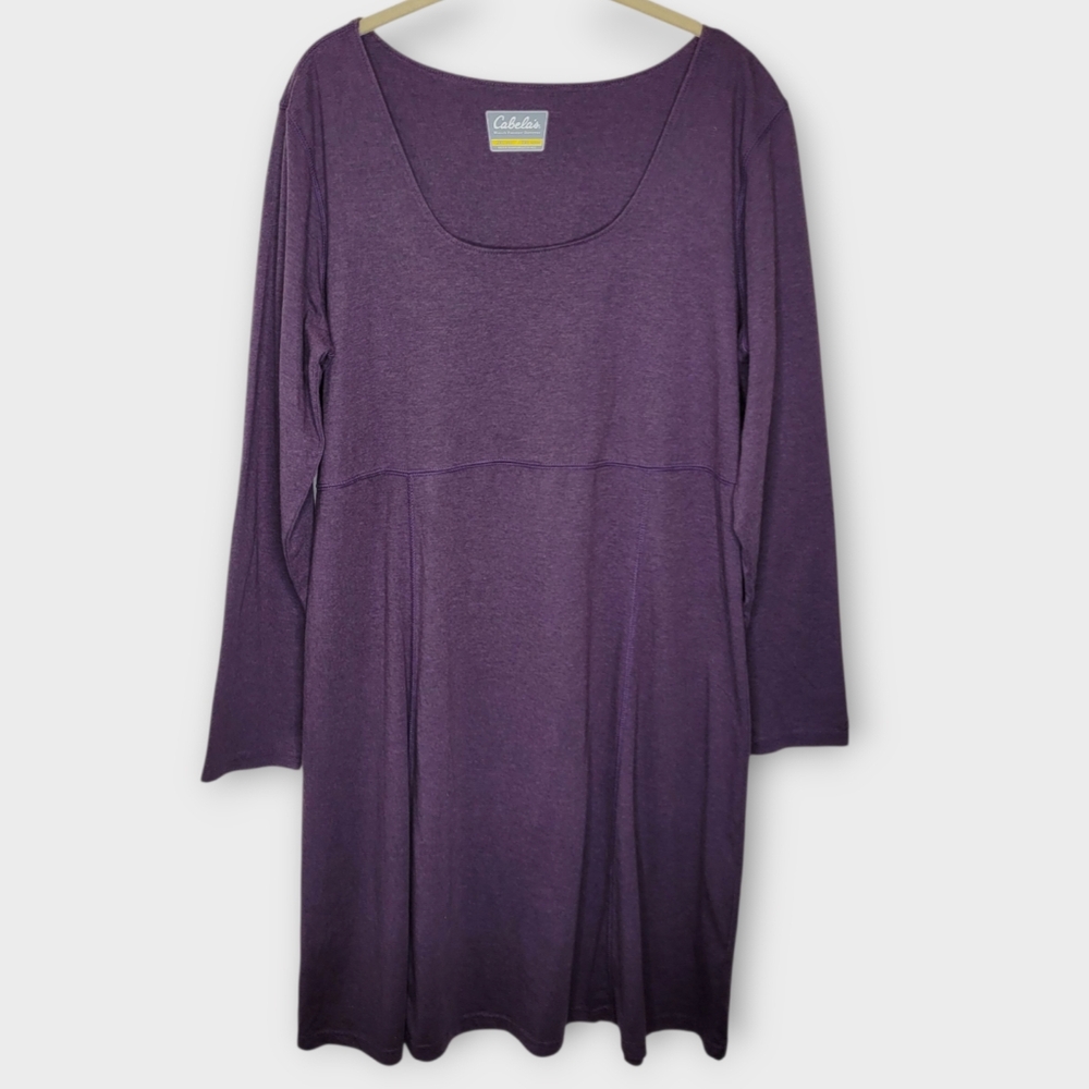 Cabelas Long Sleeve Athletic Dress 2XL Heathered Purple